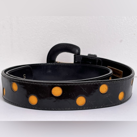 Sak's Fifth Avenue Vintage 80’s/90’s Black Gold Patent Leather Belt ITALY sz Sm - Picture 4 of 7